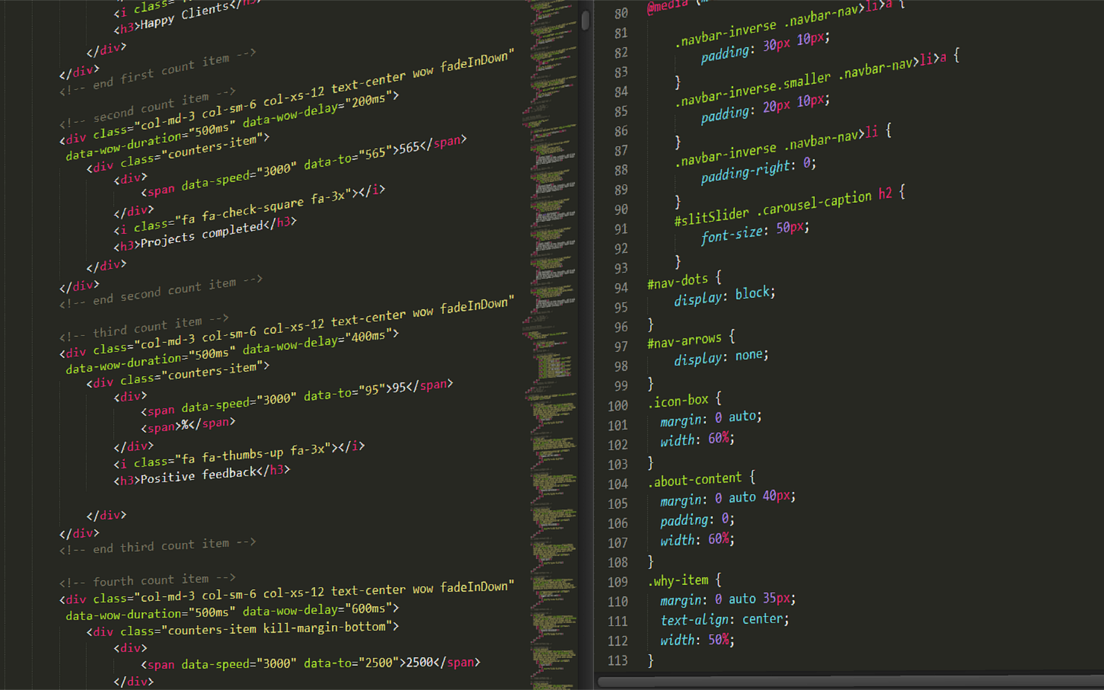 Código HTML e CSS destacado em tela escura