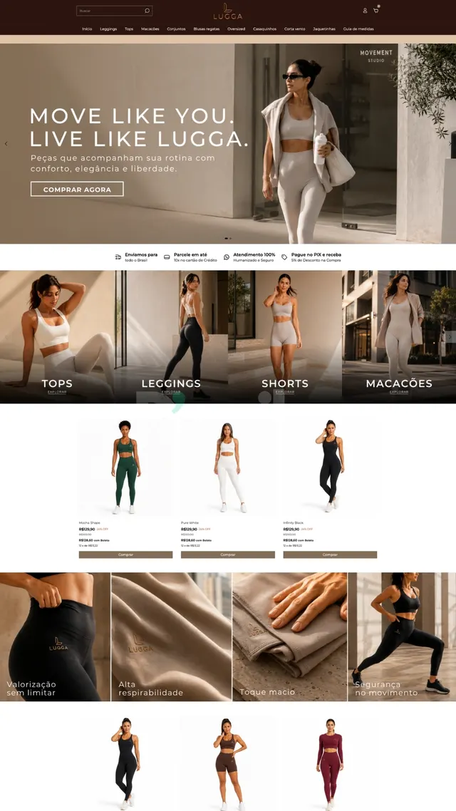 Loja virtual de moda fitness criada pela D'avila
