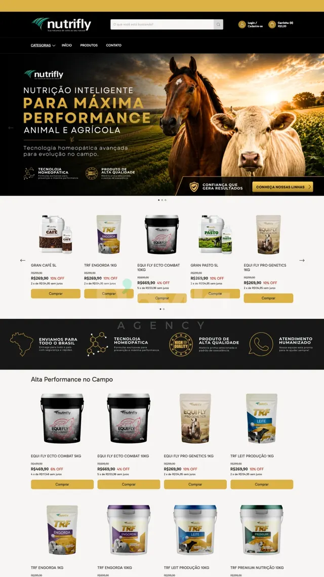 Loja virtual de nutrição animal criada pela D'avila