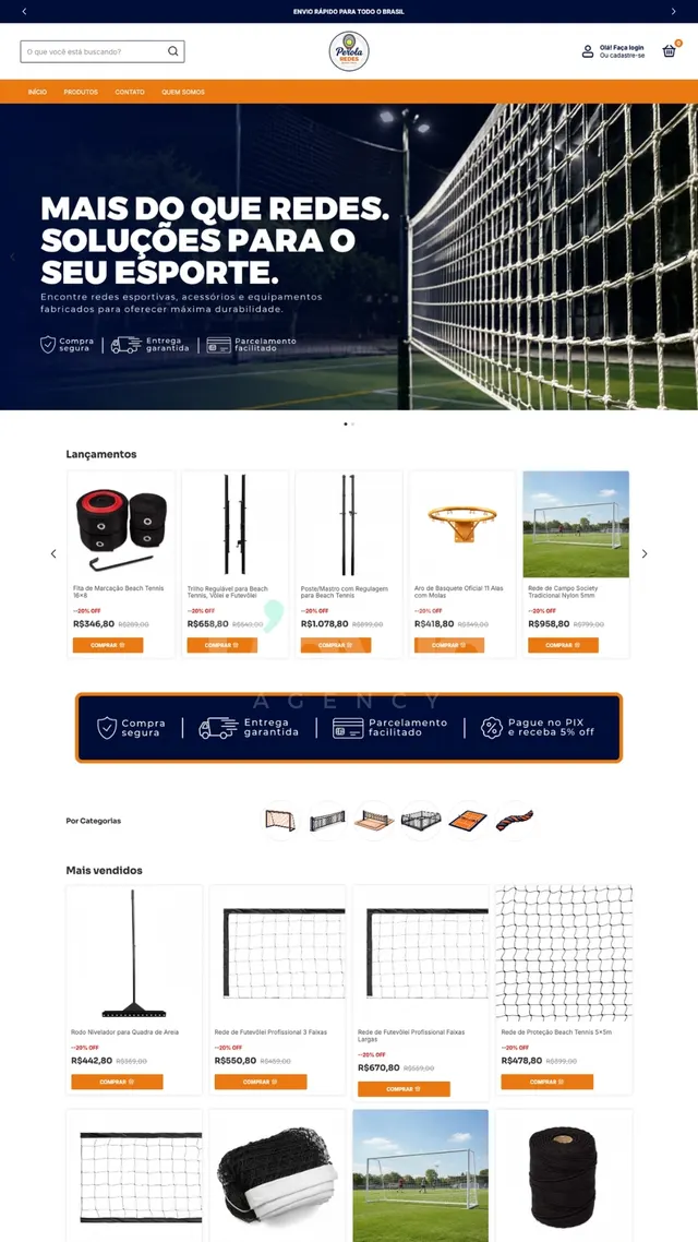 Loja virtual de redes e equipamentos esportivos criada pela D'avila